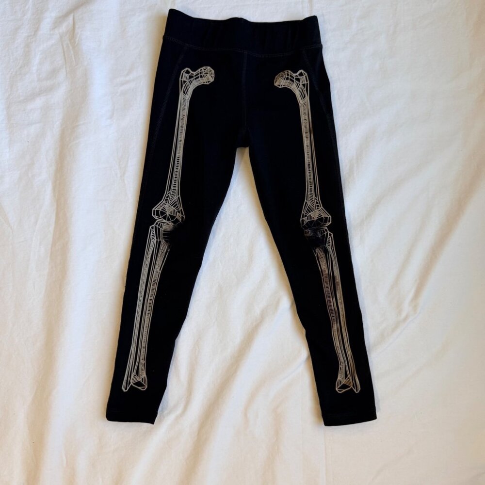 GapFit Boys XS 5 Black Skeleton Print Leggings Elastic Waistband Quick-Dry - Picture 2 of 6